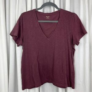 Madewell V-neck Tshirt Burgundy Wine-colored Size Large